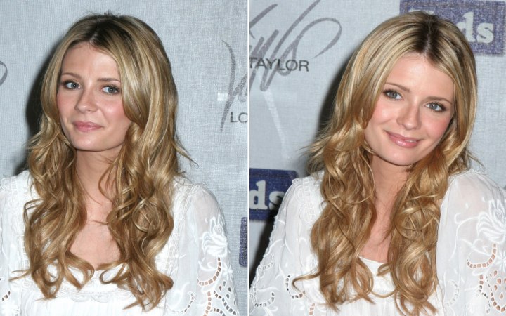 Mischa Barton wearing her hair long with curls