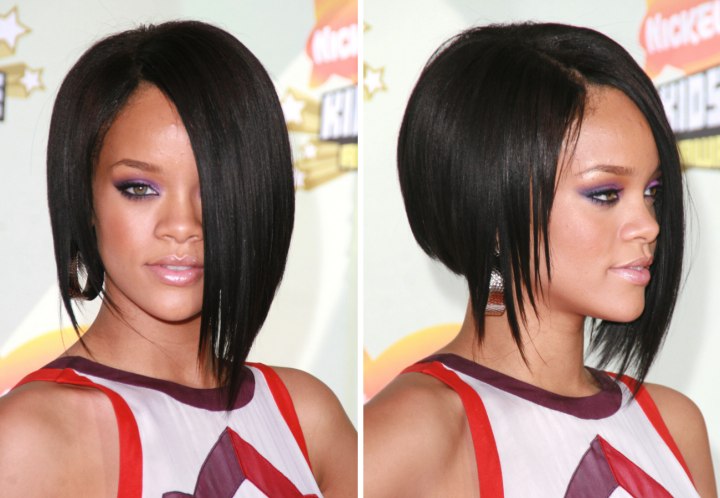 Rihanna with slithered hair