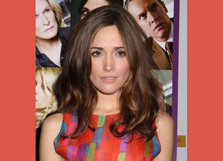Rose Byrne's hair styled in long smooth layers and spirals