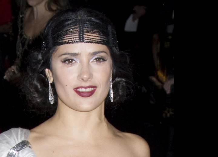 Salma Hayek - Retro updo with jeweled bands