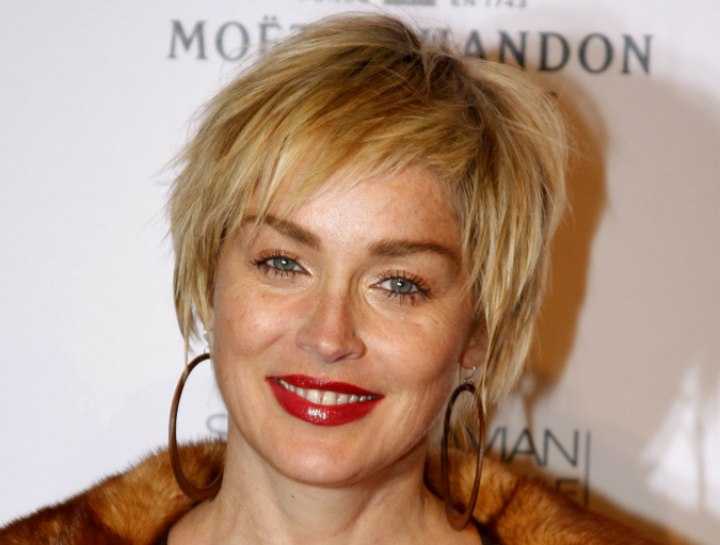 Sharon Stone with short hair
