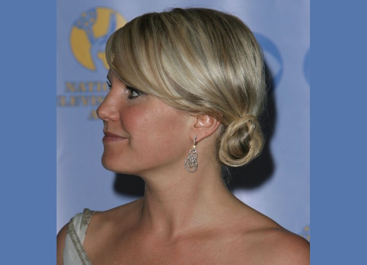 Teri Columbino with her hair styled into a chignon