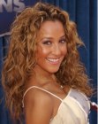 Adrienne Bailon's feminine long hair with curls and waves