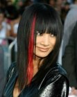 Bai Ling wearing her long hair in a dramatic style with two colors