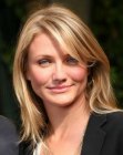 Cameron Diaz sporting a simple long hairstyle with layers and highlights