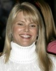 Christie Brinkley with her hair cut in a long and smooth blunt cut bob