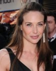 Claire Forlani wearing her very long chocolate brown hair in a style with razor cutting