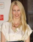 Claudia Schiffer's very long straightened hair with a middle parting