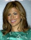 Eva Mendes wearing her shoulder length hair with flipped up ends