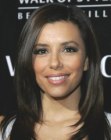 Eva Longoria's long and smooth hair with textured sides