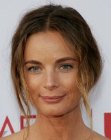 Gabrielle Anwar with her hair pulled back into a roll