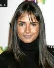 Jordana Brewster's long and shiny black hair with thin bangs