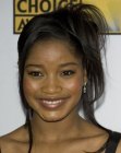 Keke Palmer with her hair up in an easy updo