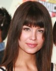 Melissa Lingafelt sporting long chestnut hair with bangs