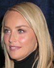 Sharon stone with long straightened hair and a black roll neck