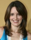 Tina Fey's long hair with slithered ends