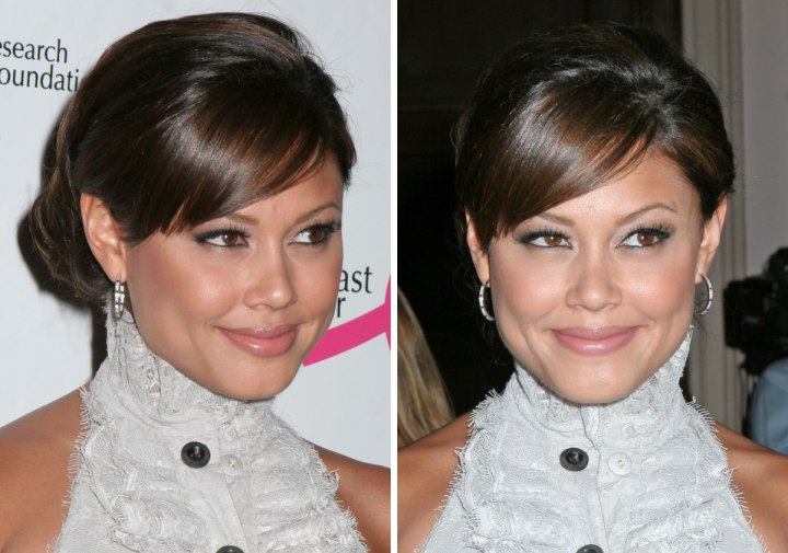 Vanessa Minnillo with her hair pulled into an updo