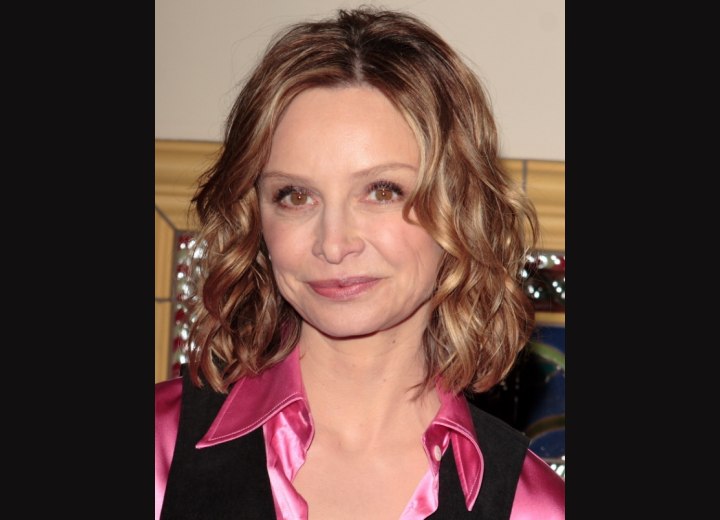 Calista Flockhart with medium length coiled hair