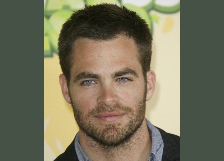 Unshaven Chris Pine wearing his hair short