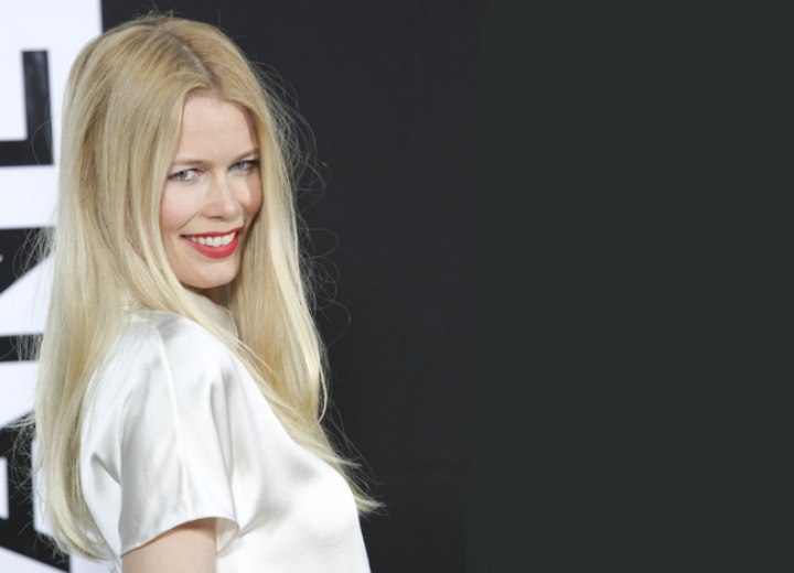 Claudia Schiffer with long smooth hair