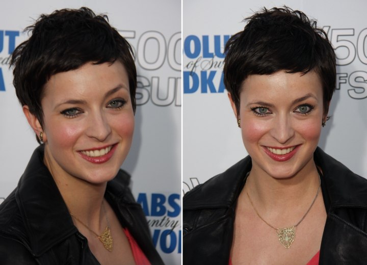 Diablo Cody - Short pixie hairstyle with short bangs styled to one side