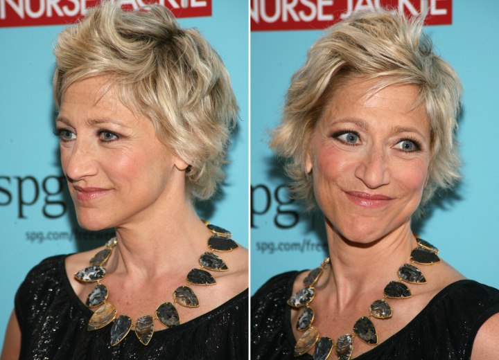 Edie Falco - Short haircut with collar touching hair length