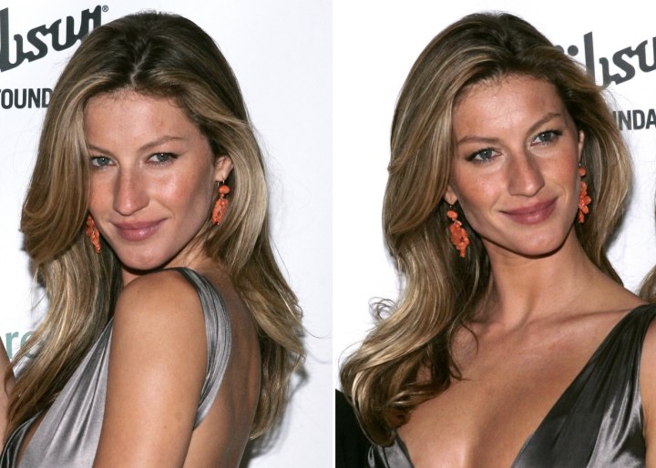Gisele Bundchen - Long hairstyle with a rounded curve