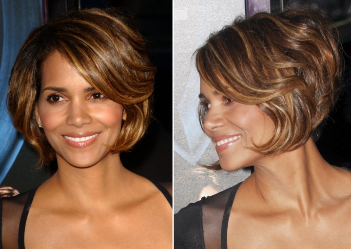 Halle Berry with her hair in a short bob