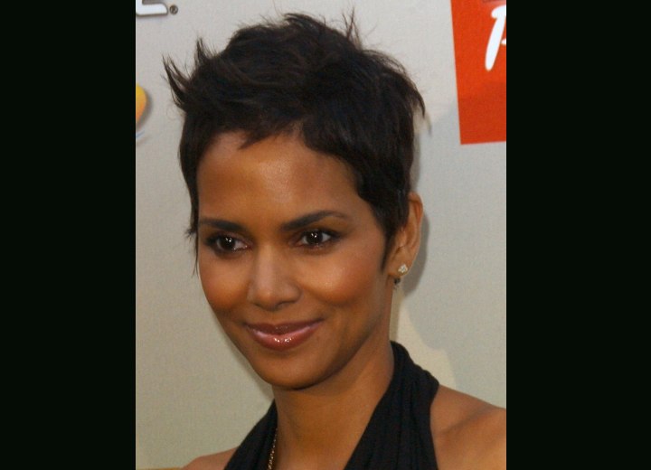 Halle Berry with super short pixie hair