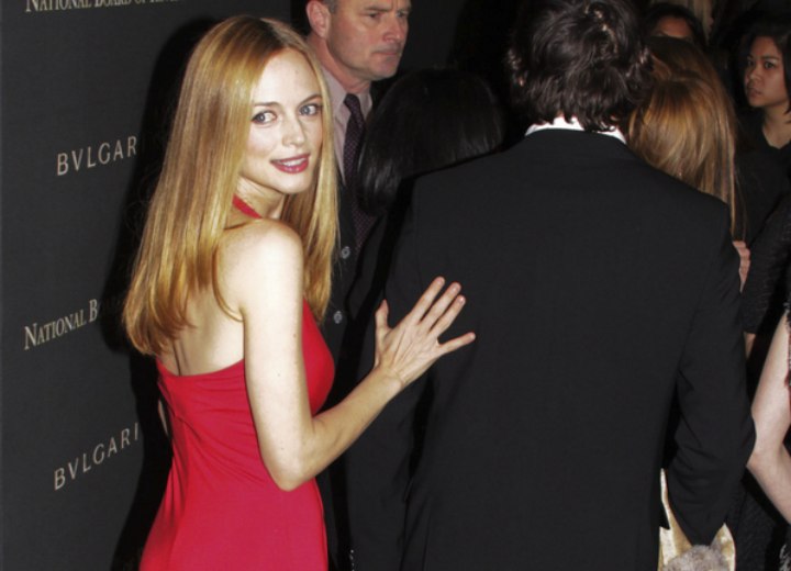Back view of Heather Graham's long straight hair