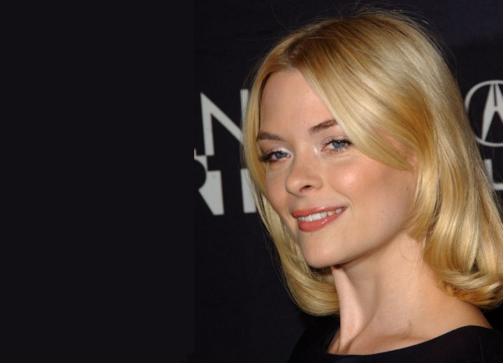 Jaime King with the sides of her hair cut in angles