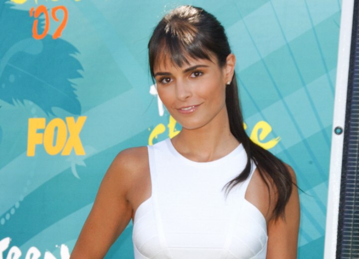 Jordana Brewster with a long ponytail