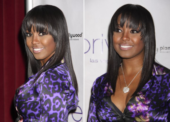 Kesia Knight Pulliam's hairstyle with long bangs