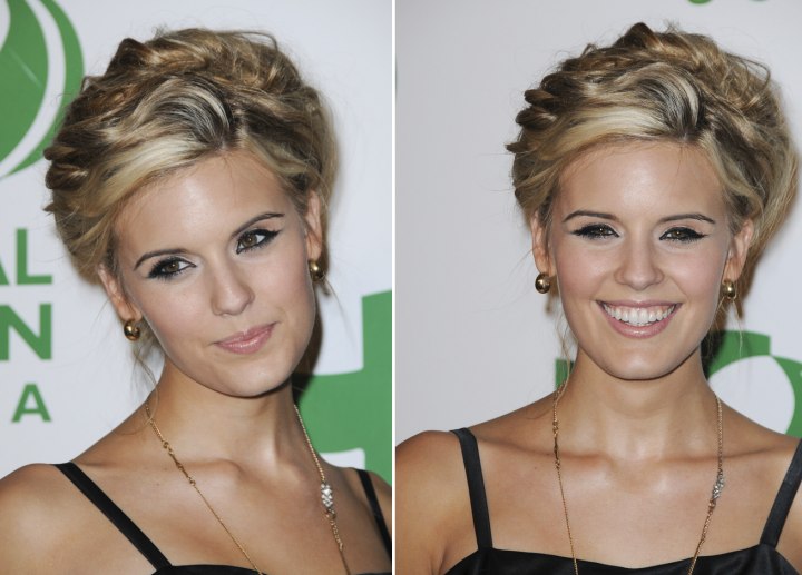 Maggie Grace's hair worn up and Sarah Roemer's hair in 