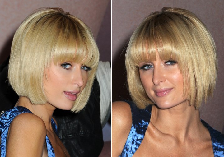 Bob haircut with angles along the sides - Paris Hilton