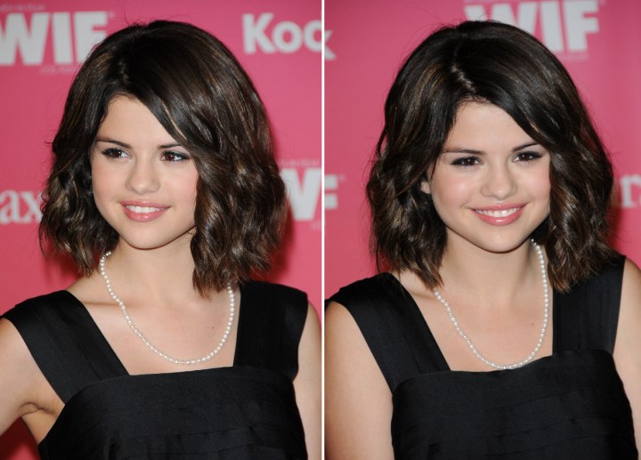 Bob hairstyle with spiral curls - Selena Gomez