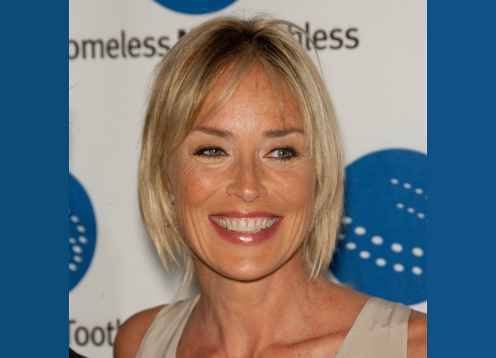 Sharon Stone with a simple to style hairstyle