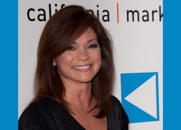 Valerie Bertinelli - Long hairstyle with round line for thick brown hair