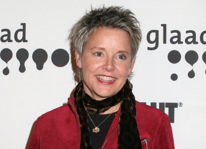 Amanda Bearse - Short haircut for silver hair