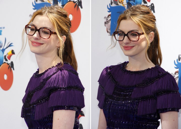 Anne Hathaway with eyeglasses