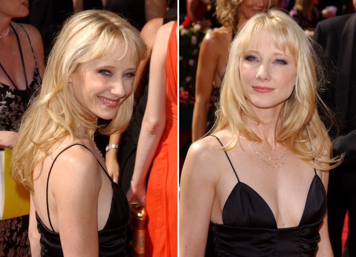 Anne Heche hairstyle | Long blonde hair instead of short