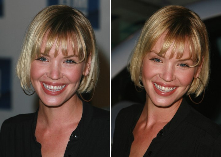 Ashley Scott's chin-length bob haircut