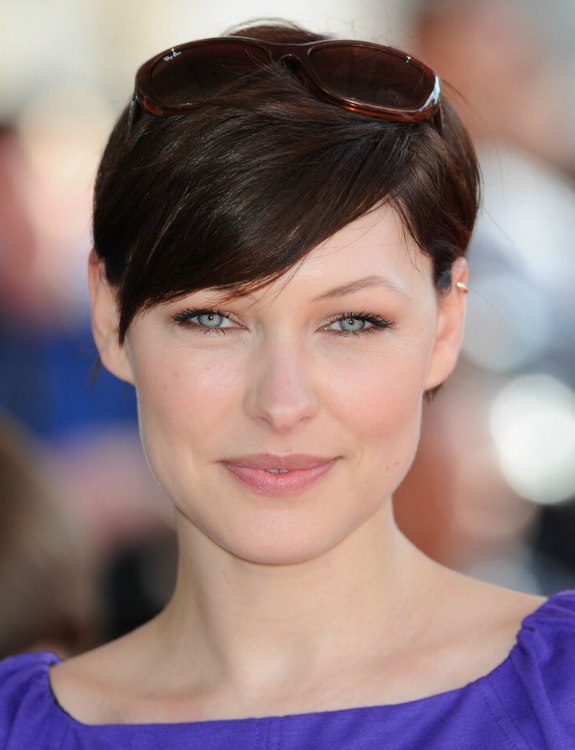 Emma Willis  Short pixie haircut with swooped bangs