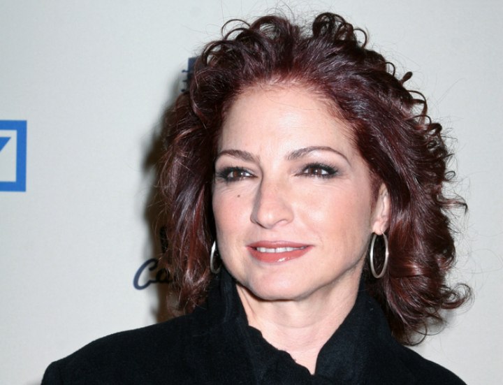 Gloria Estefan Shoulder long hairstyle with curls and Gloria Estefan Shoulder long hairstyle with curls and