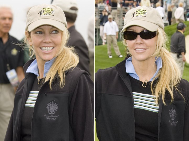 Heather Locklear with a side ponytail