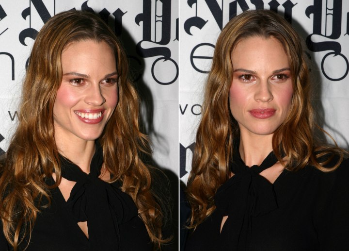 Hilary Swank with long hair