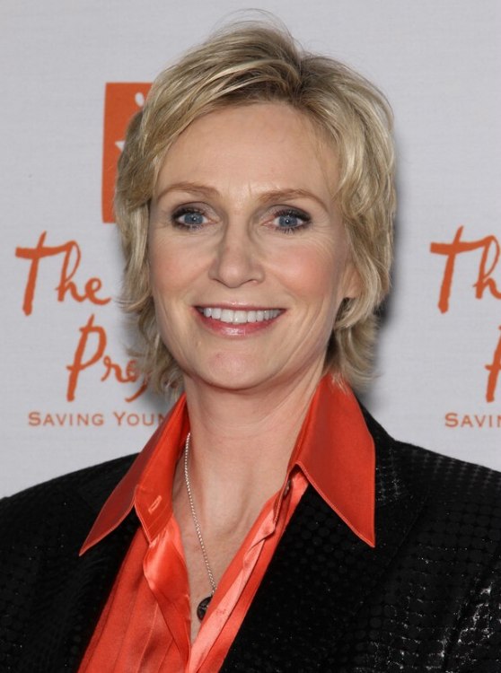 Jane Lynch  Easy to wear short hairstyle for someone who 