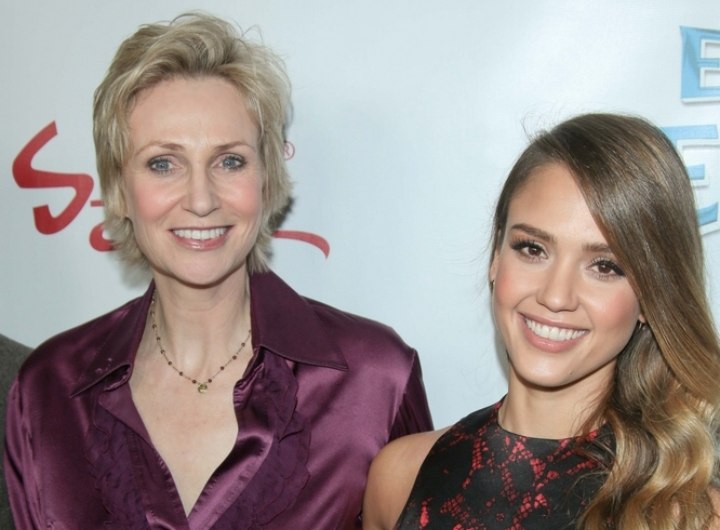 The hair of Jane Lynch and Jessica Alba