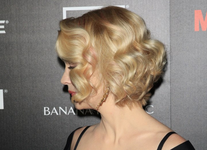 January Jones wearing a short angled bob hairstyle