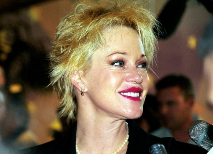 Melanie Griffith with very short hair